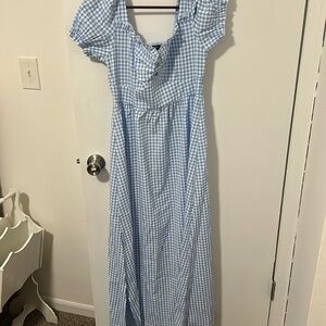 Women’s Blue Plaid Maxi Dress